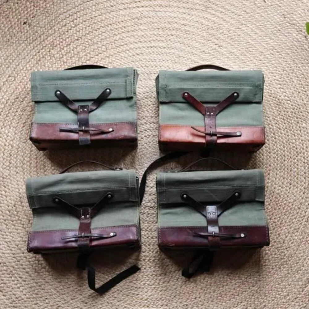Vintage 1950s and 1960s Swiss Army Pannier Bike Bags - Picture 2 of 10